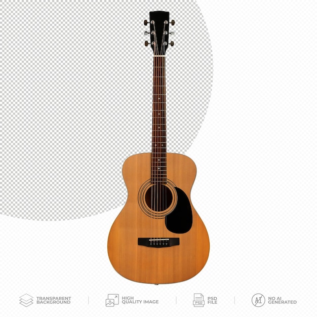 Guitarra Acústica Clássica em tamanho completo em PSD de fundo transparente