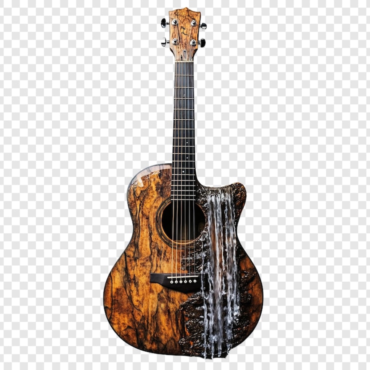 PSD guitarra acústica con diseño de cascada