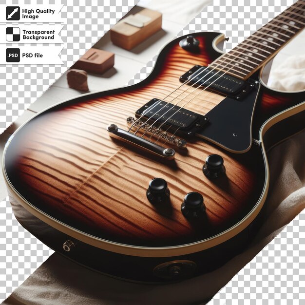 Guitarra acústica psd em fundo transparente com camada de máscara editável