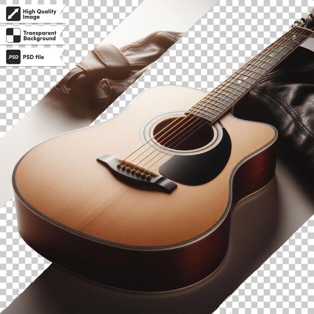 Guitarra acústica psd en fondo transparente con capa de máscara editable