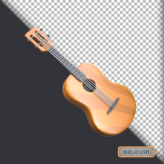 Guitarra com renderização 3d para ilustração musical