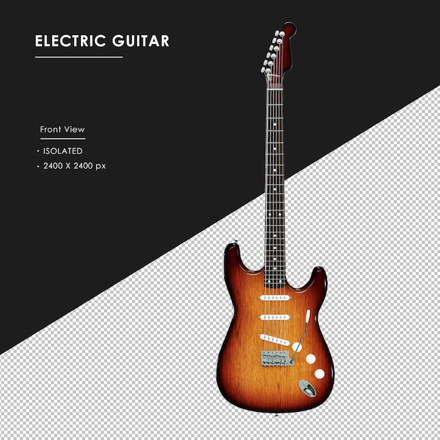 PSD guitarra eléctrica aislada desde la vista frontal