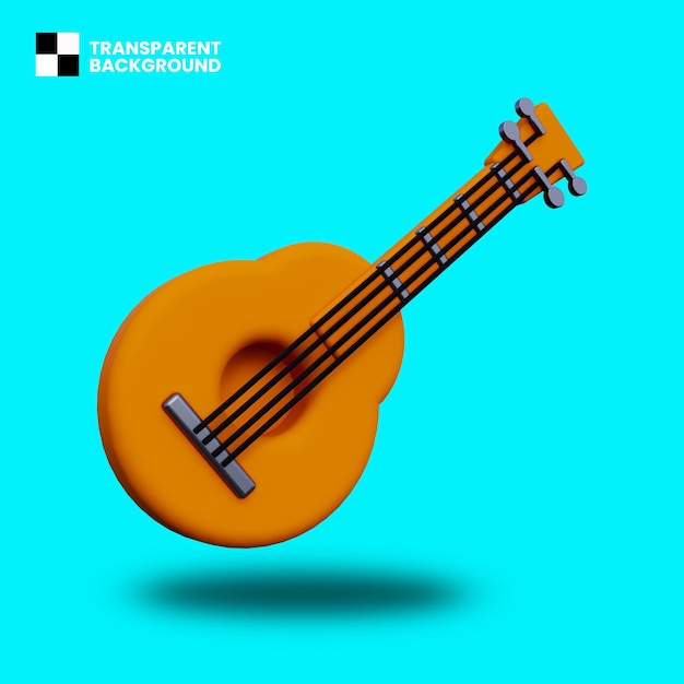 PSD guitarra ícone 3d isolado