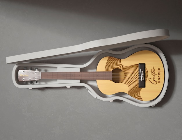 Guitarra profissional em maquete de estúdio