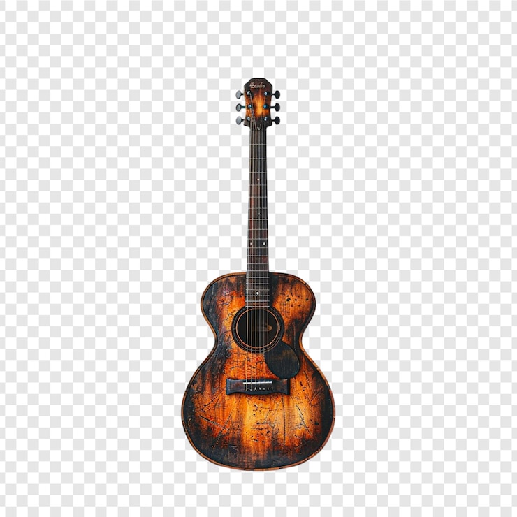 PSD guitarra realista isolada em fundo transparente