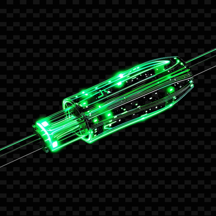 PSD una guitarra verde con un láser verde en la parte inferior