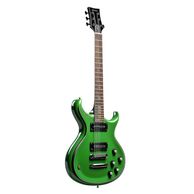 PSD guitarra verde sobre un fondo transparente