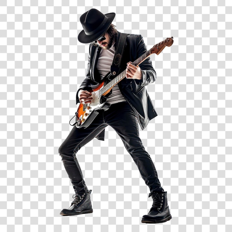 PSD guitarrista de rock actuando con estilo