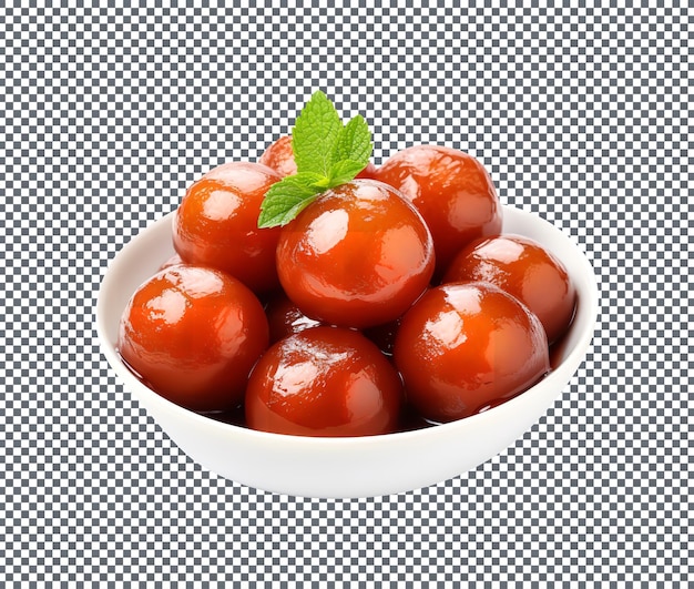 Gulab Jamun dans un bol isolé sur un fond transparent