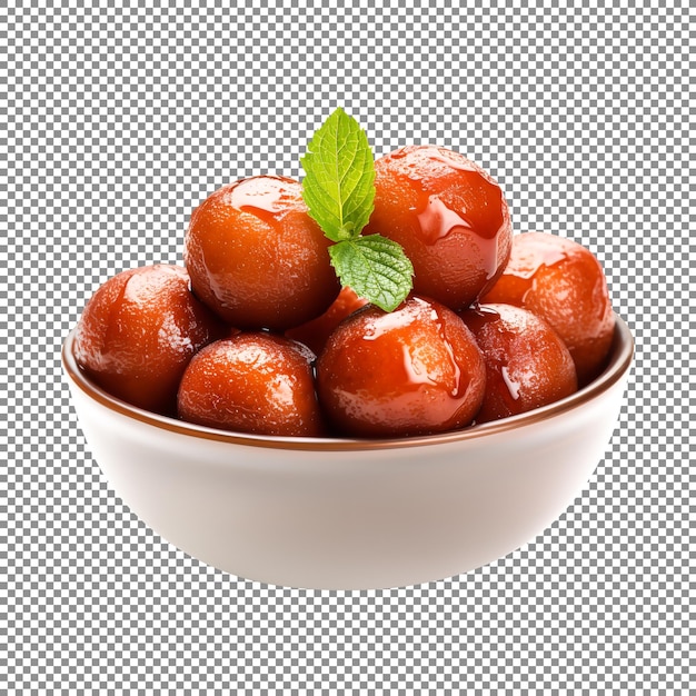 Gulab Jamun Indien Et Pakistanais Sucré Dans Un Bol Vue Rapprochée Sur Fond Transparent