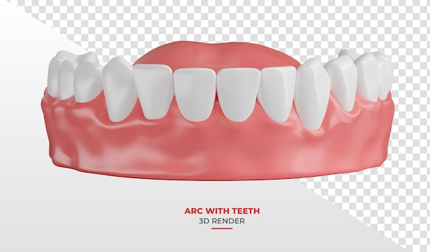 Guma com dentes brancos em renderização 3D com fundo transparente
