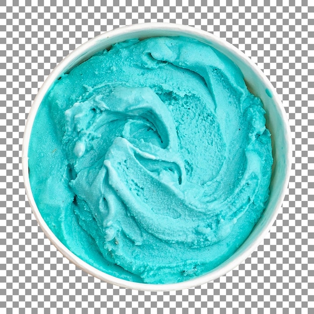 Gustosa ciotola di gelato blu isolata su sfondo trasparente