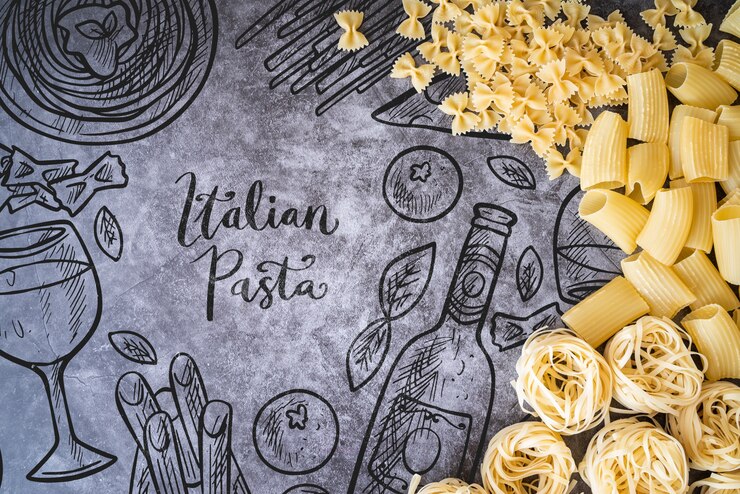 PSD gustosa pasta italiana con mock-up
