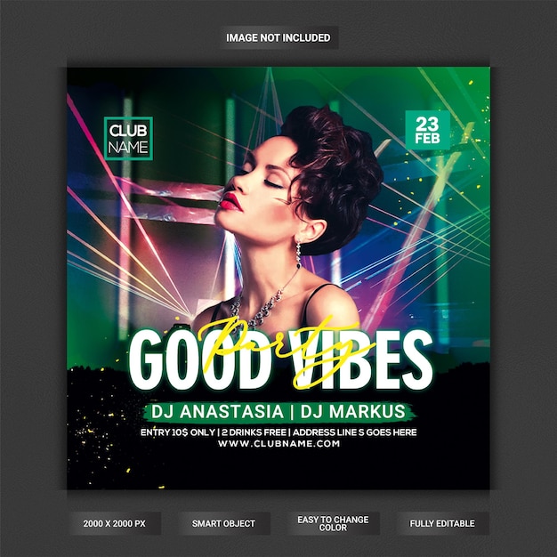 Gute vibes-club-party-flyer-vorlage