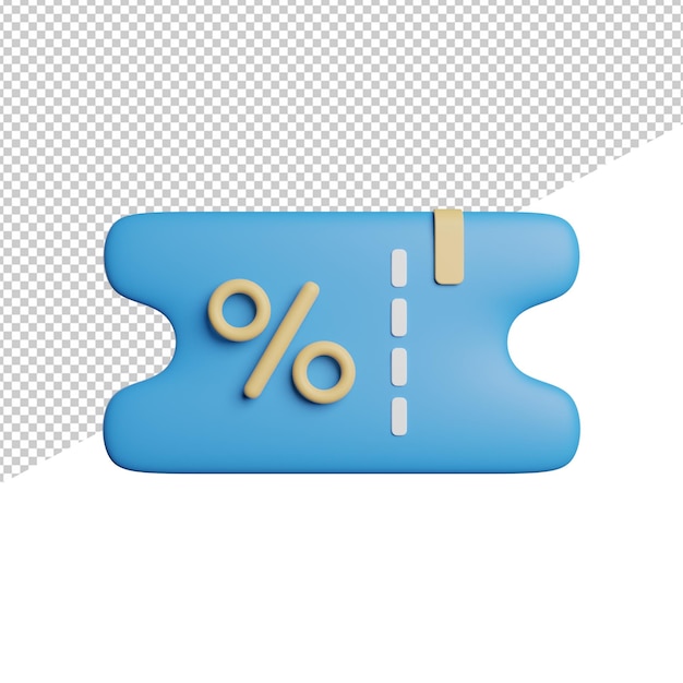 Gutschein Rabatt Gutschein Vorderansicht 3D-Rendering-Symbol Illustration auf transparentem Hintergrund
