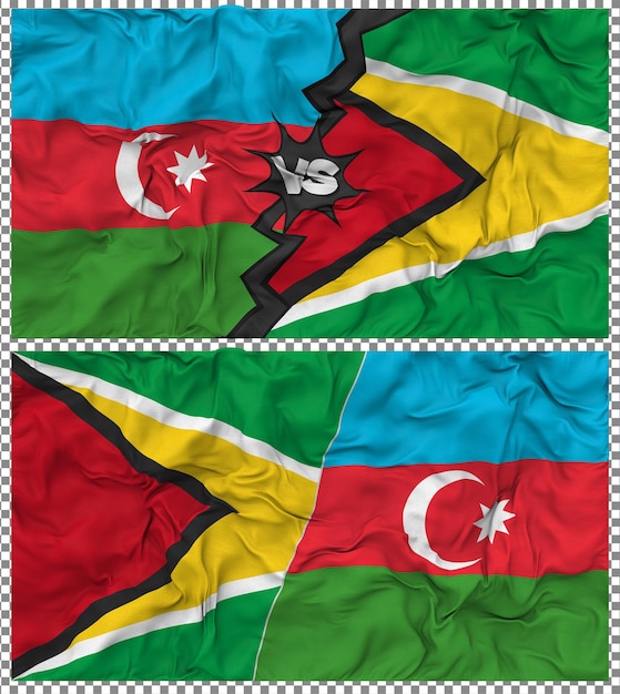 Guyana contra Azerbaiyán Media bandera combinada con textura 3D de la tela