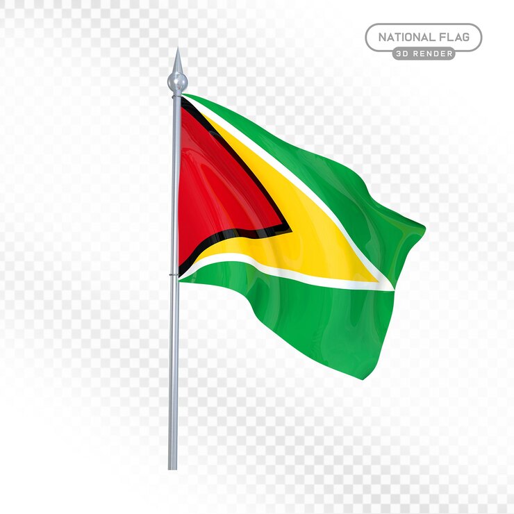 PSD guyana national flag 3d render