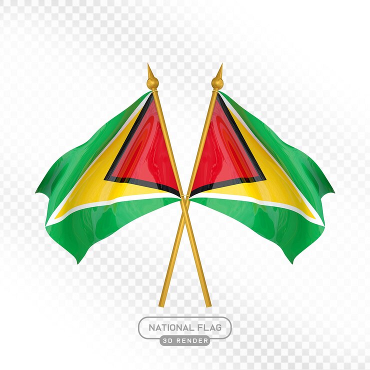 PSD guyana national flag 3d render