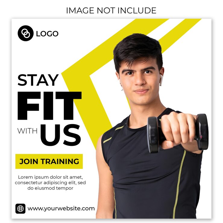 PSD gym advertisement social media post template