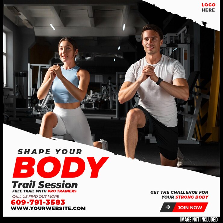 PSD gym and fitness social media banner or instagram post template