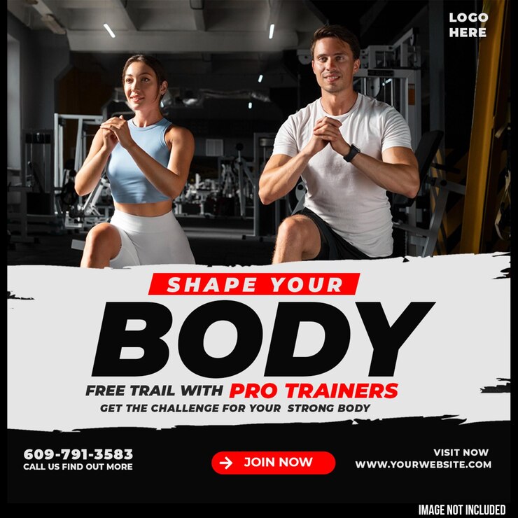 PSD gym and fitness social media banner or instagram post template