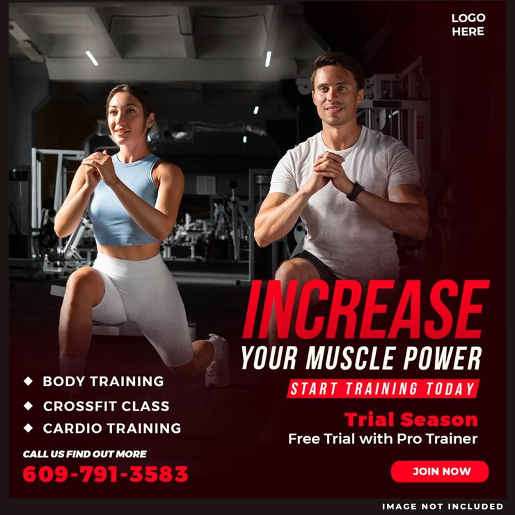 PSD gym and fitness social media post template
