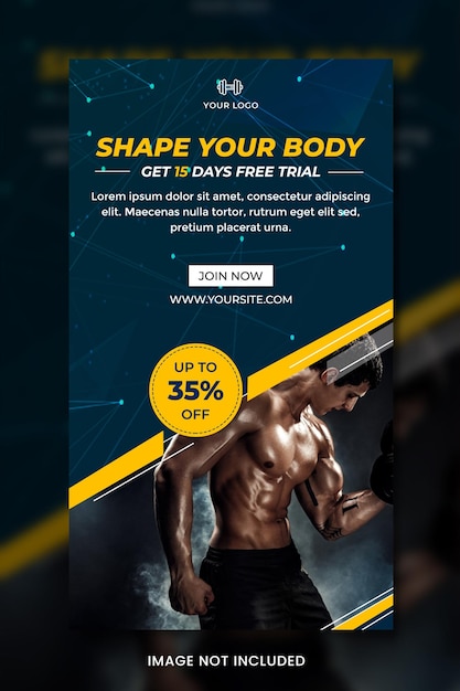 PSD gym fitness post banner instagram post