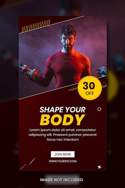 PSD gym fitness post bannière instagram post