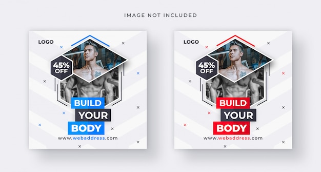 PSD gym social media square banner post