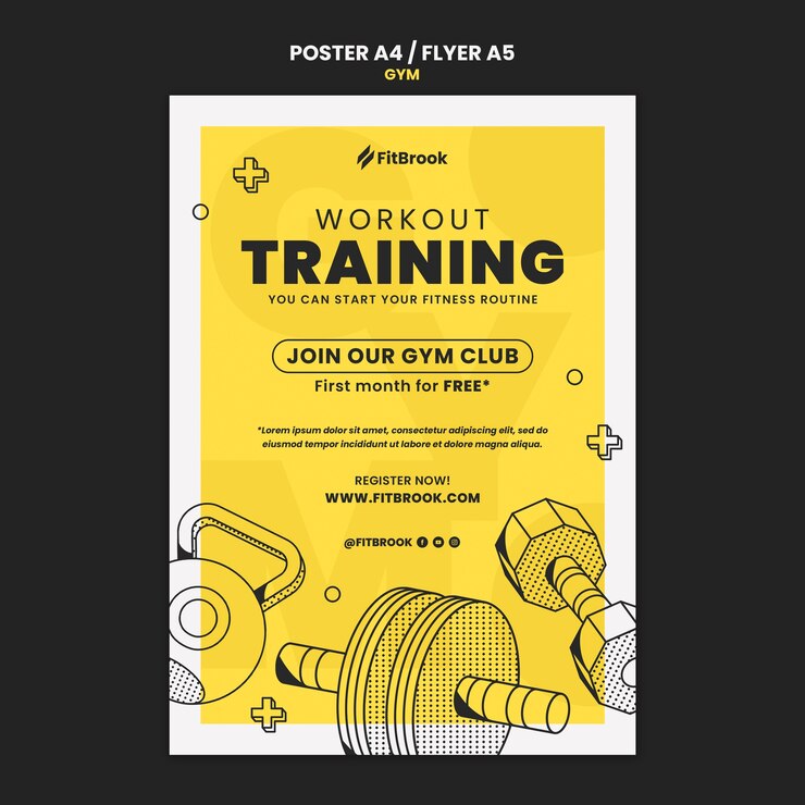 PSD gym training flyer template