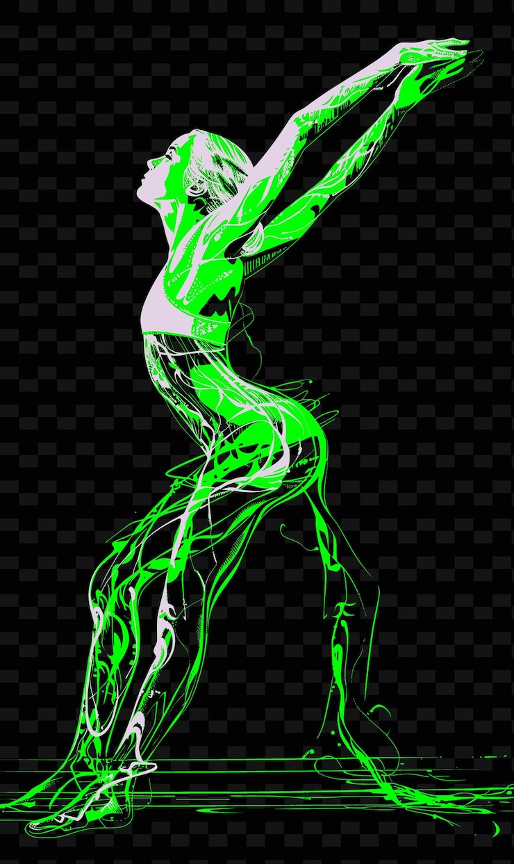 PSD gymnaste exécutant une routine de sol avec grâce avec une illustration synchro flat 2d sport backgroundn