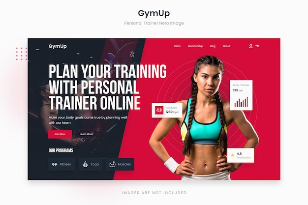 PSD gymup energetic personal trainer hero image