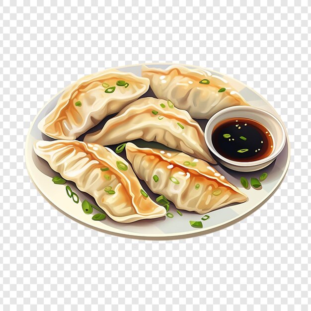 Gyoza aislado en un fondo transparente