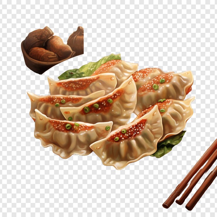 PSD gyoza aislado sobre fondo transparente