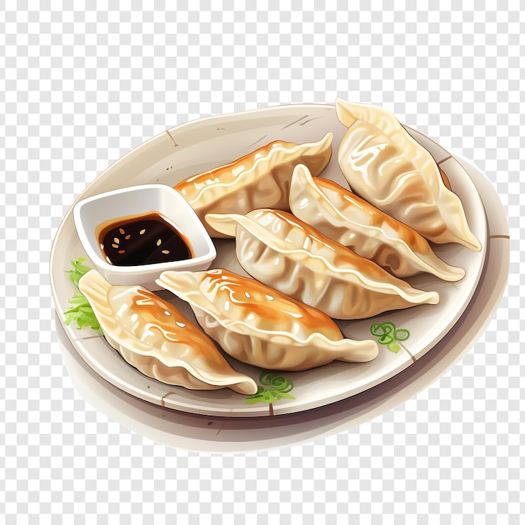 PSD gyoza aislado sobre fondo transparente
