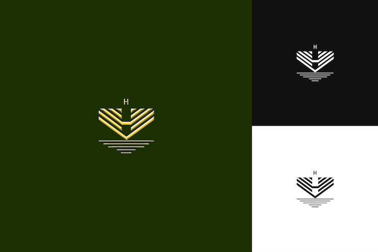 PSD h con estilo de diseño de logotipo minimalista con diseño vectorial de ilustración de logotipo en forma de h