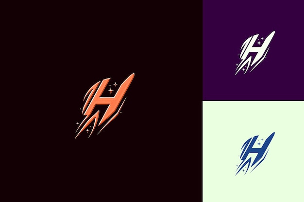 H con la letra Comet Estilo de diseño del logotipo con H en forma de C Naturaleza Colecciones de vectores abstractas