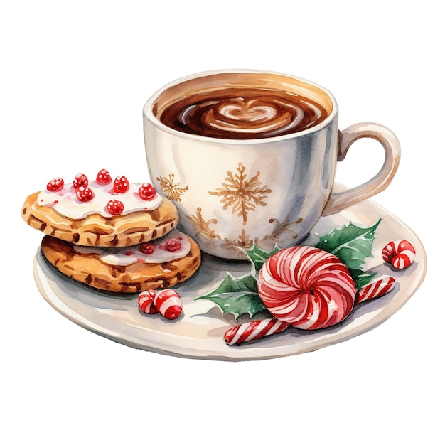 PSD há uma xícara de café e biscoitos em um prato