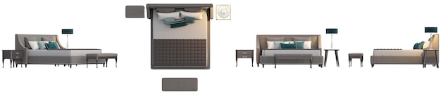 Habitación moderna realista con cama de lujo