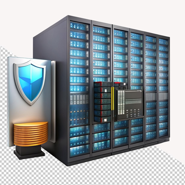 PSD habitación de rack de servidor en un fondo transparente