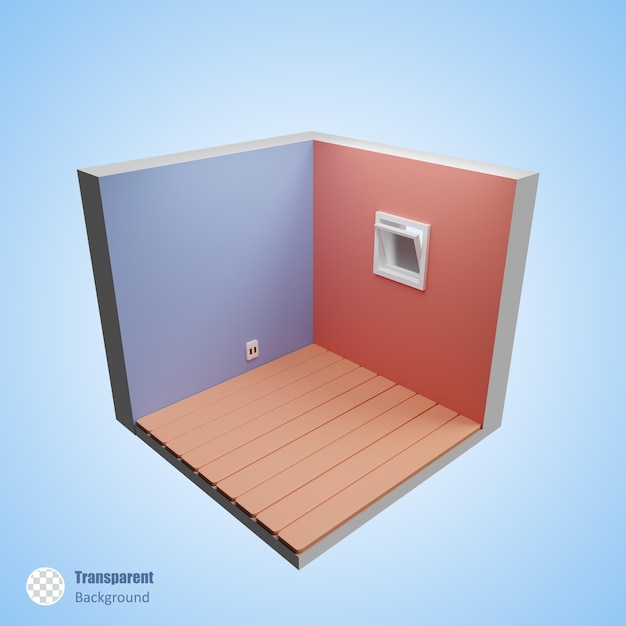 PSD habitación vacía en diseño de renderizado 3d