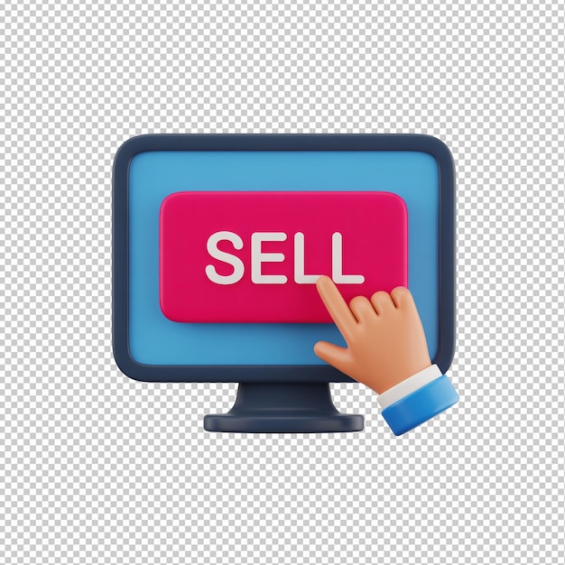 Hacer clic en el botón de venta Renderización 3D de la acción de comercio electrónico