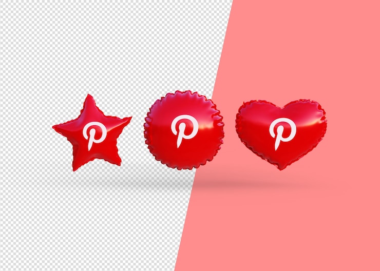 PSD hacer globos de icono de pinterest aislados