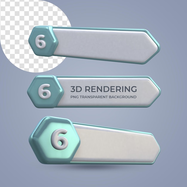 PSD para hacer la lista banner número 6 representación 3d fondo transparente aislado