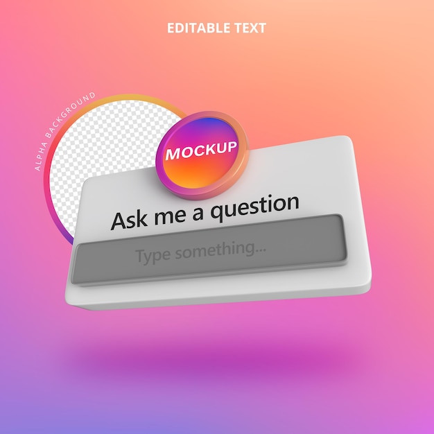 PSD hacer una pregunta instagram 3d aislar a la izquierda