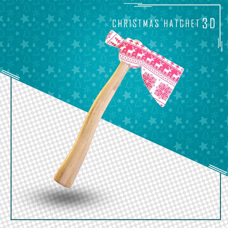 Hacha 3d para Feliz Navidad aislado