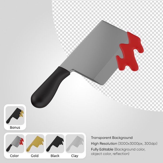 PSD hacha de cuchillo 3d con sangre