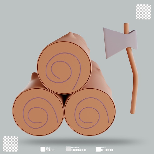 Hacha de ilustración 3d