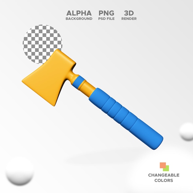 PSD hacha de representación 3d para objeto aislado de ilustración de diseño