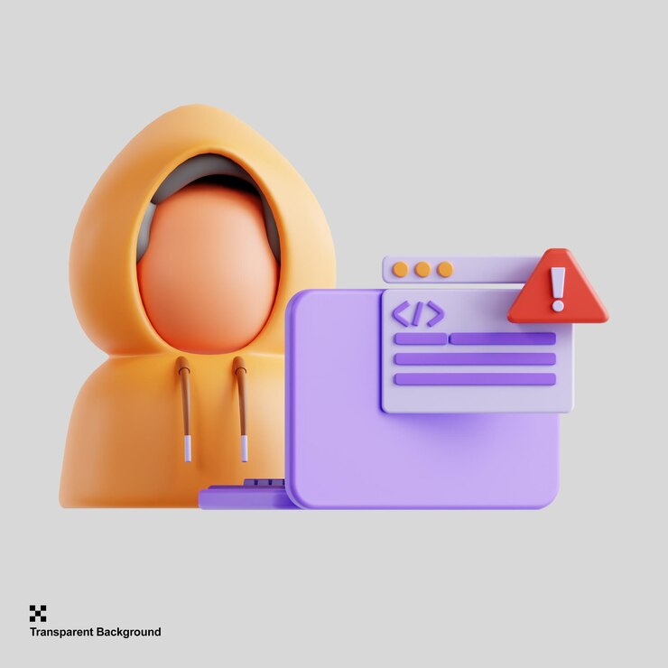 PSD hacker 3d render illustration